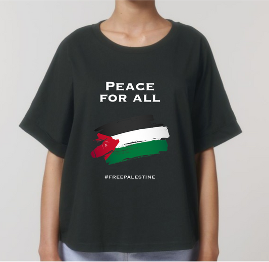 "Peace for all" T-shirt (Rolled sleeves model) Women